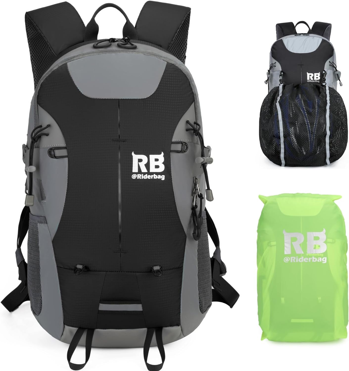 Reflective Motorcycle Backpack – Hi Viz EDC Commuter Bag for Riders, Night Travel, and Daily Use with Helmet Holder, Laptop Compartment, Ventilated Back, Urban Gear (Light Blue Backpack)