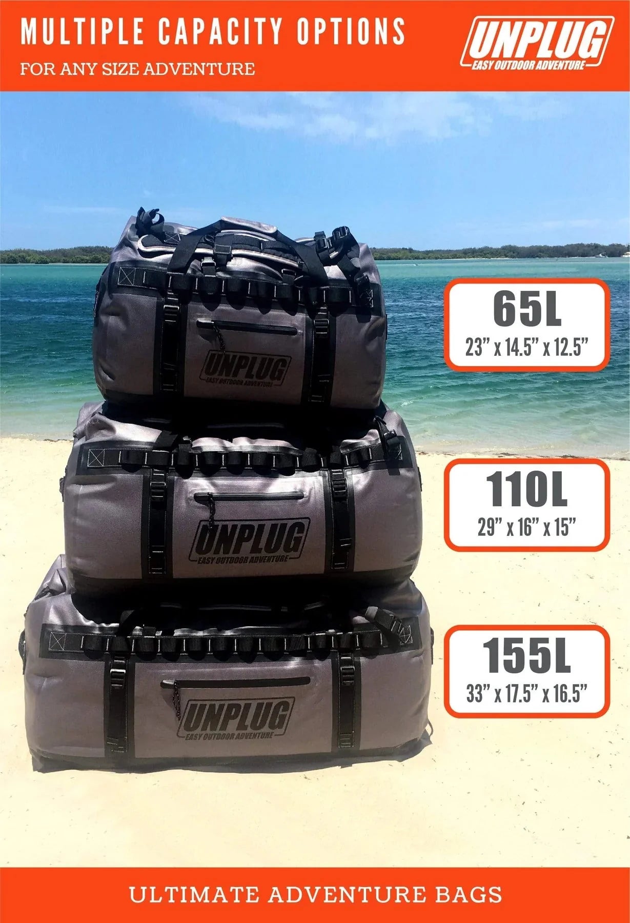 110L Ultimate Waterproof Adventure Duffel Bag