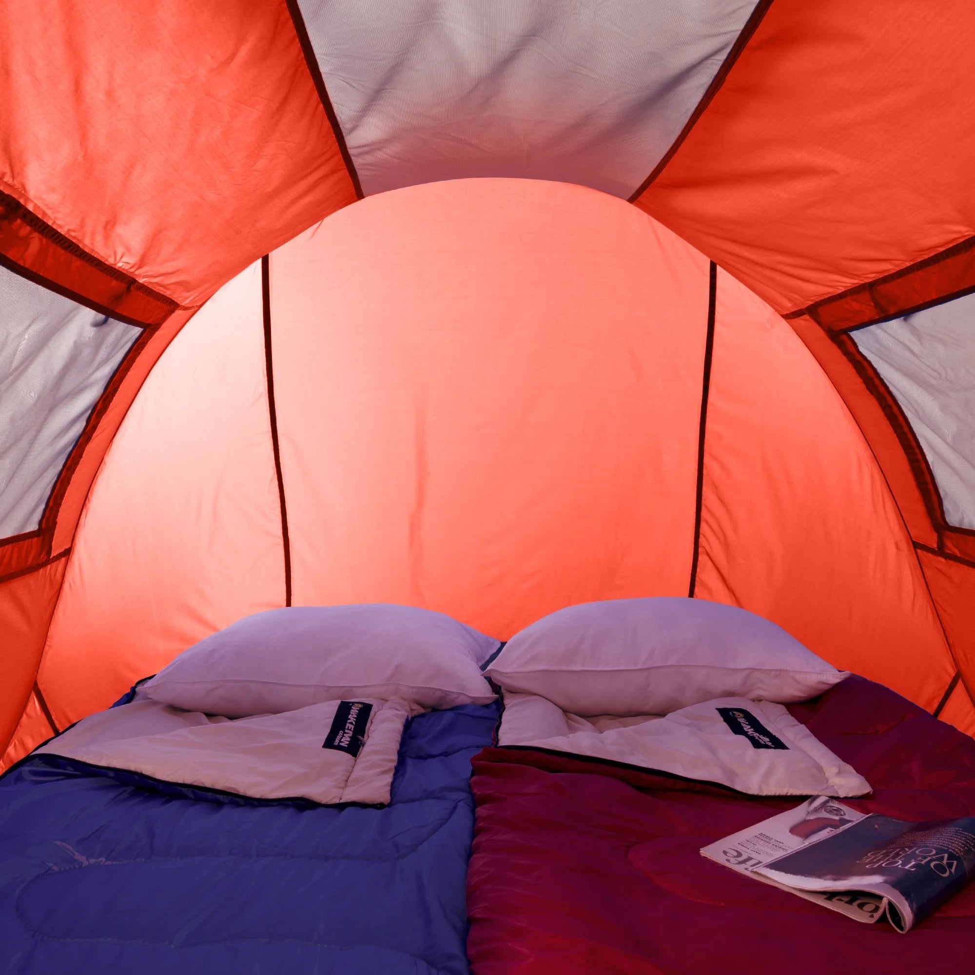 Pop-Up Tent 2 Person, Water Resistant Barrel Style Tent for Camping with Rain Fly and Carry Bag, Sunchaser 2-Person Tent by  Outdoors (Red)