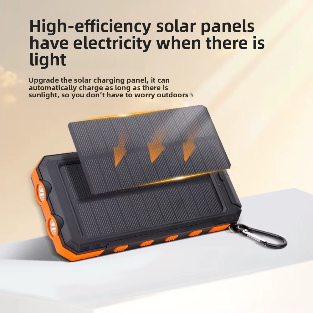 Portable Waterproof Solar Power Bank for Outdoor Mountain Climbing and Camping, Large-Capacity Compass Mobile Power Bank