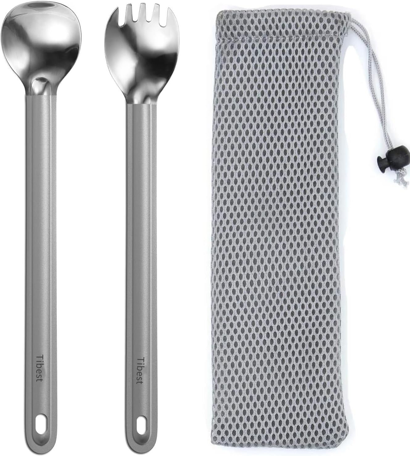 Titanium Spork Long Handle Camping Spoon Backpacking Spork Titanium Long Spoon, Ultra Lightweight Camping Utensil for Backpacking, Hiking, Outdoors