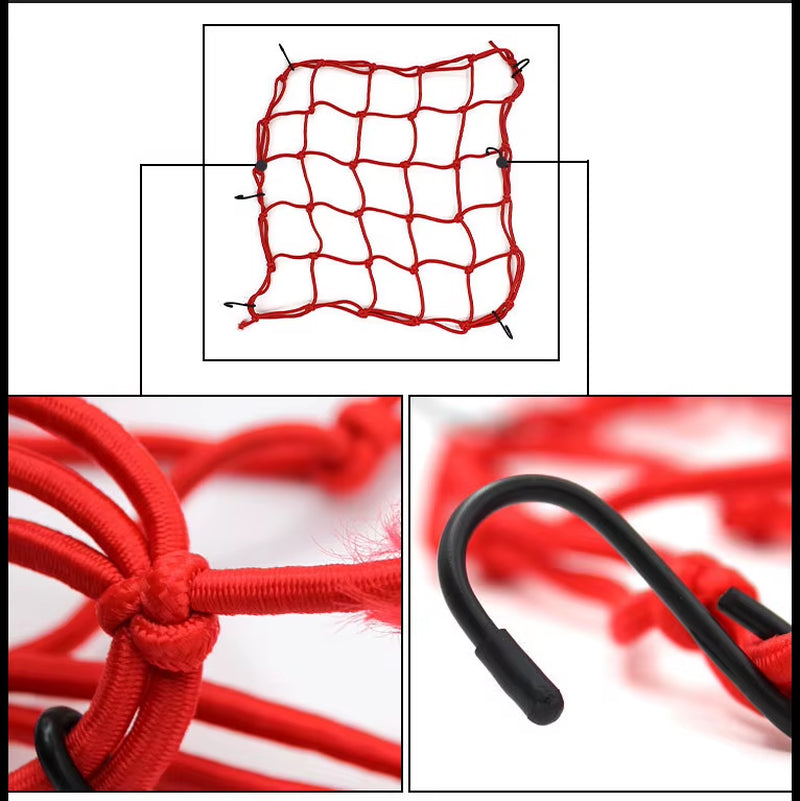 Motorcycle Luggage Net Helmet Mesh Fuel Tank Luggage Mesh Nets with Hooks Motorbike Compaction Storage Motorcycle Accessories