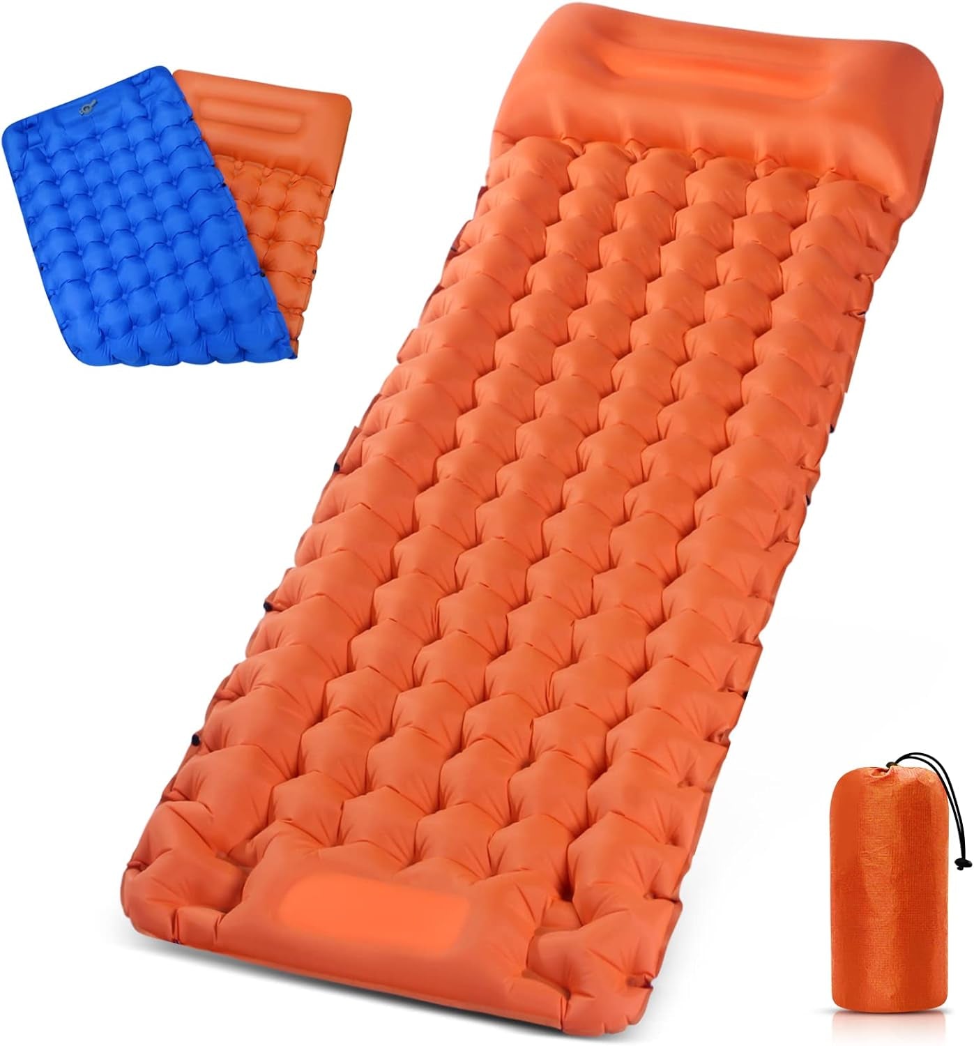 Inflating Sleeping Pad for Camping - Extra Thickness & Compact, Lightweight, Portable