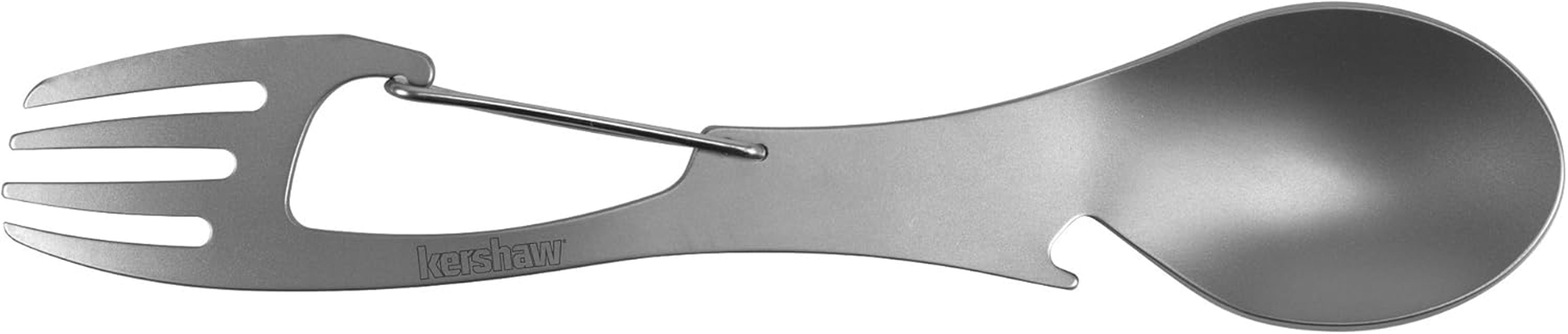 Ration Multi Tool Spork, Stainless Steel Spoon, Fork, Carabiner and Bottle Opener, Regular and XL Sizes