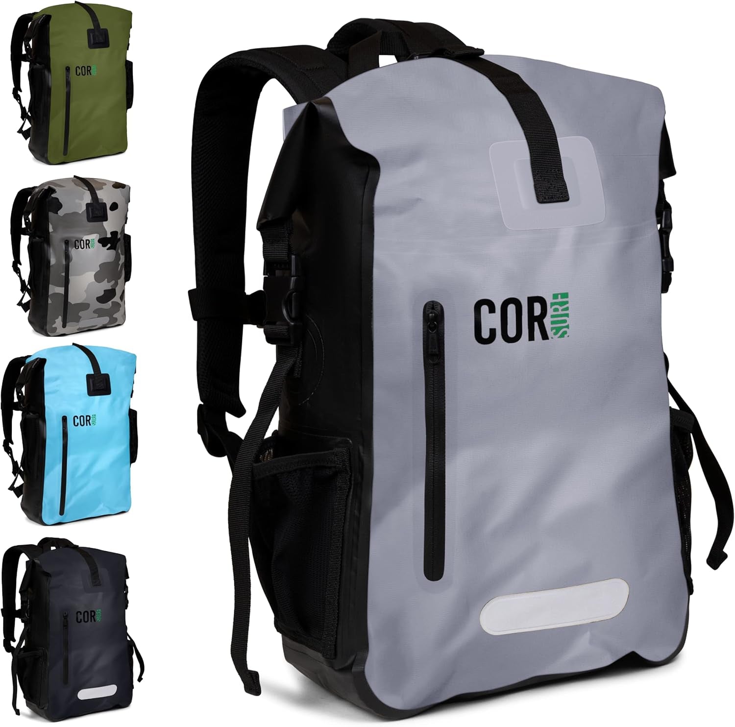 Waterproof Backpack with Laptop Sleeve | Heavy Duty Hiking, Kayak Dry Bag Backpack | Roll-Top Closure (25L, Green)