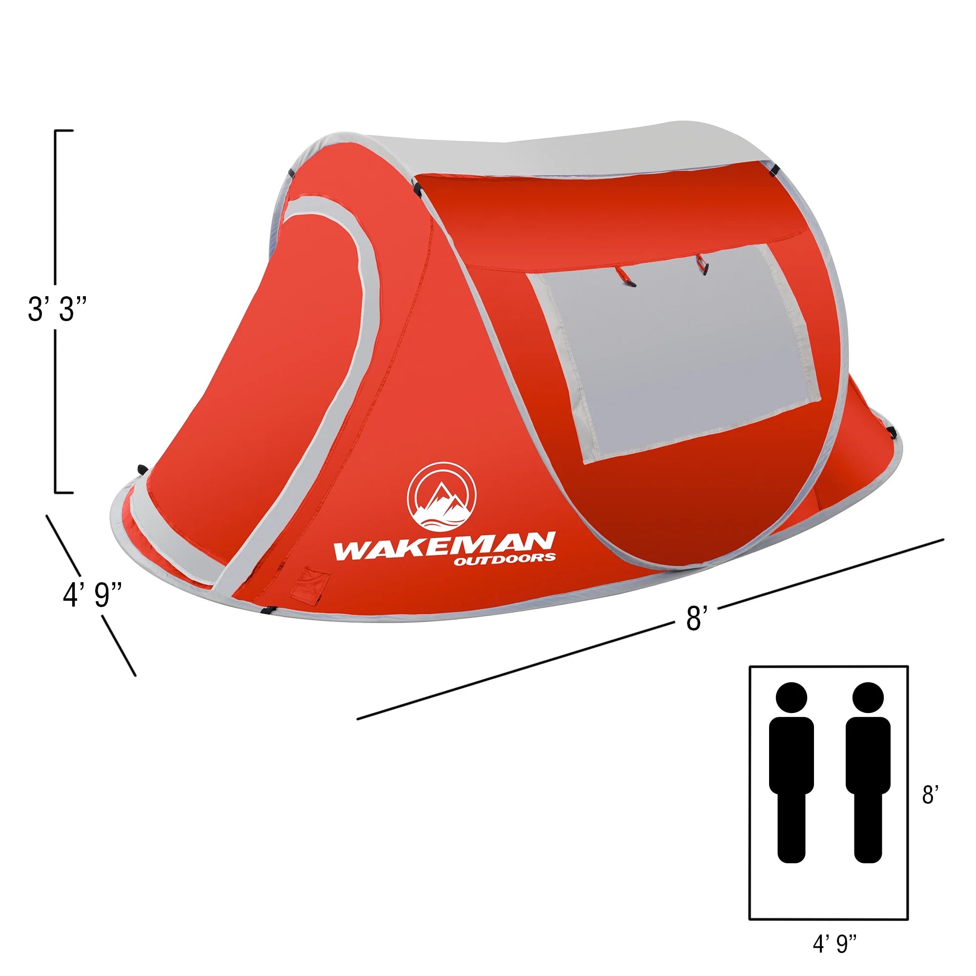 Pop-Up Tent 2 Person, Water Resistant Barrel Style Tent for Camping with Rain Fly and Carry Bag, Sunchaser 2-Person Tent by  Outdoors (Red)