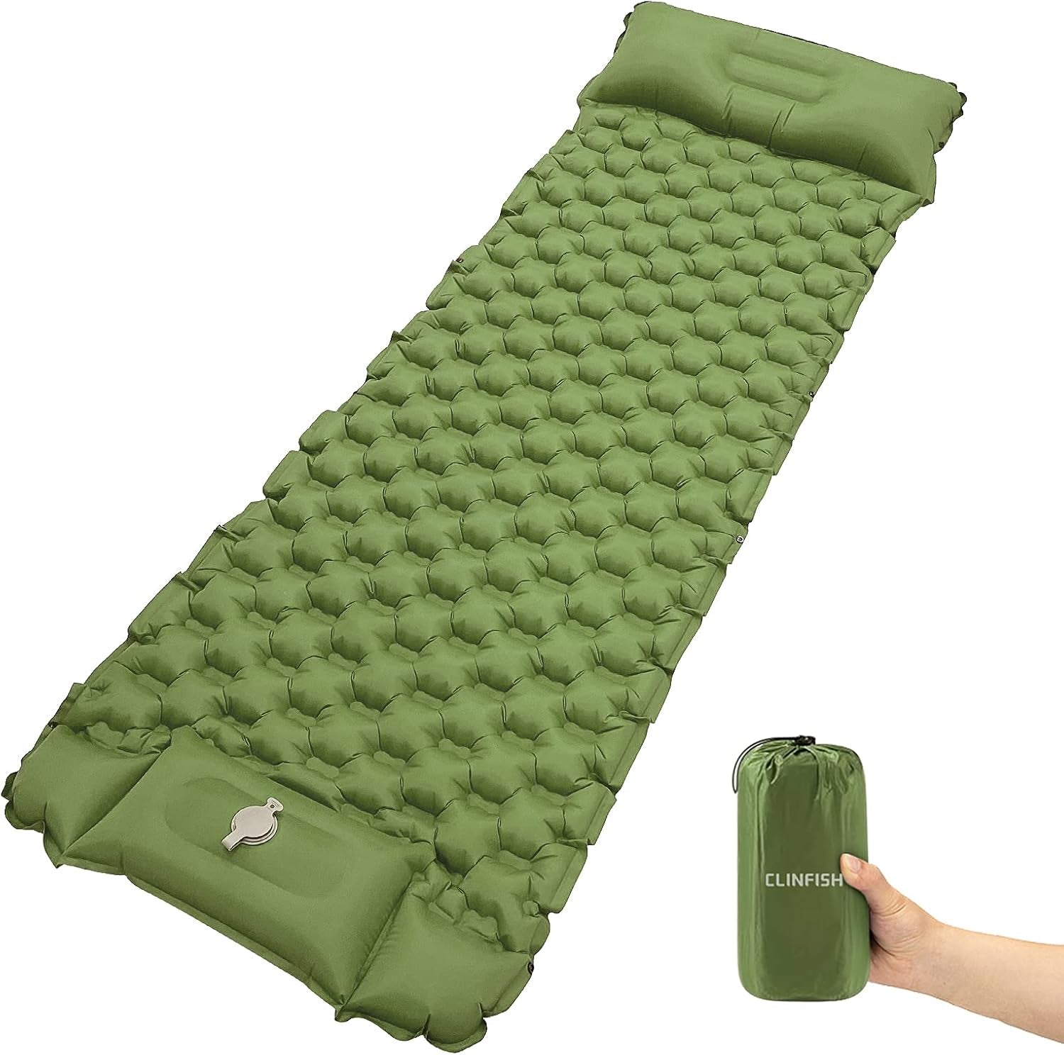 Inflating Sleeping Pad for Camping - Extra Thickness & Compact, Lightweight, Portable
