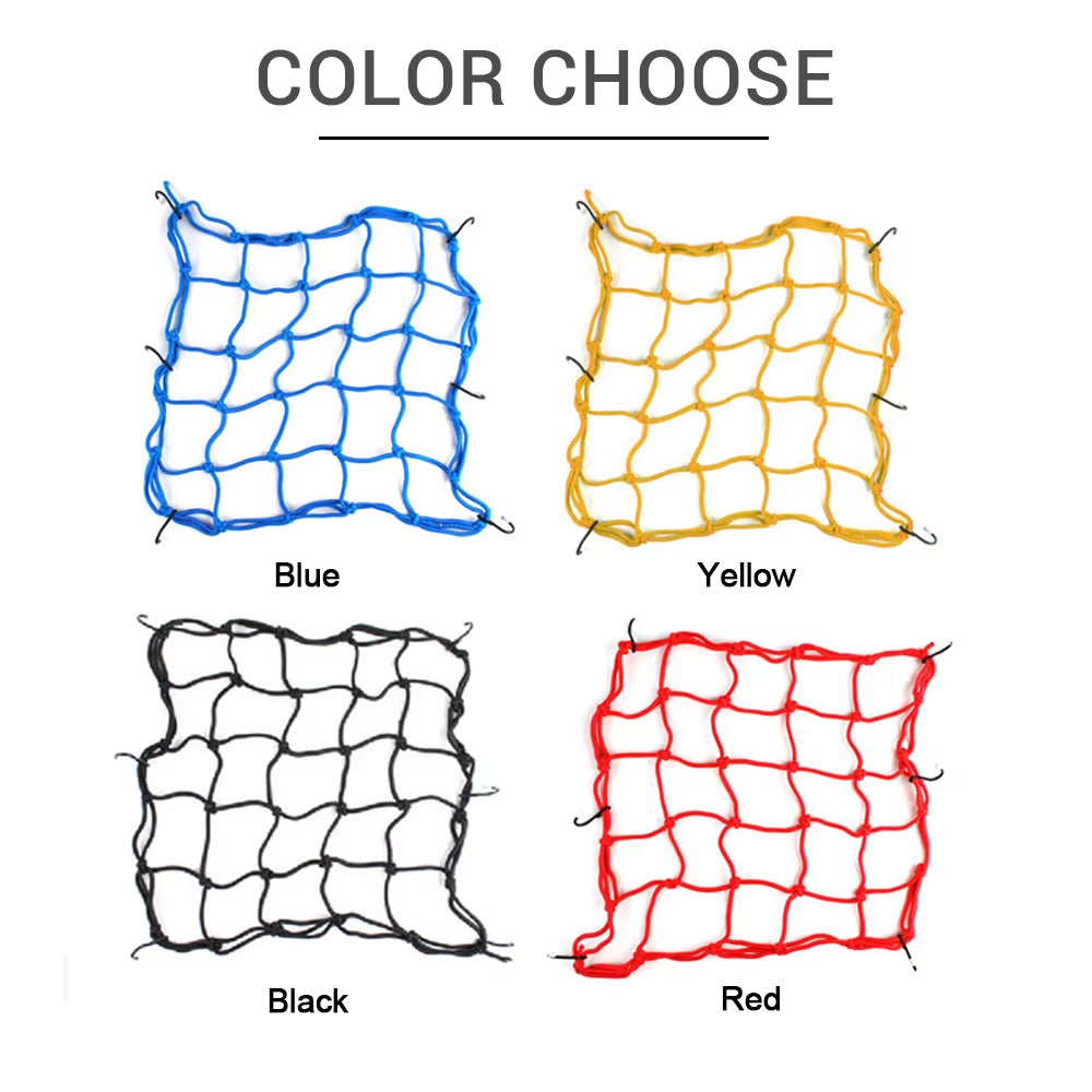 Motorcycle Luggage Net Cover Bike Hold down Fuel Tank Luggage Mesh Rubber Elastic Bungee Motorcycle Bike Tank Hooks Helmet Net