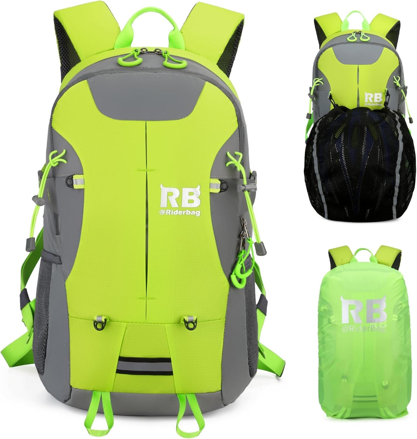 Reflective Motorcycle Backpack – Hi Viz EDC Commuter Bag for Riders, Night Travel, and Daily Use with Helmet Holder, Laptop Compartment, Ventilated Back, Urban Gear (Light Blue Backpack)
