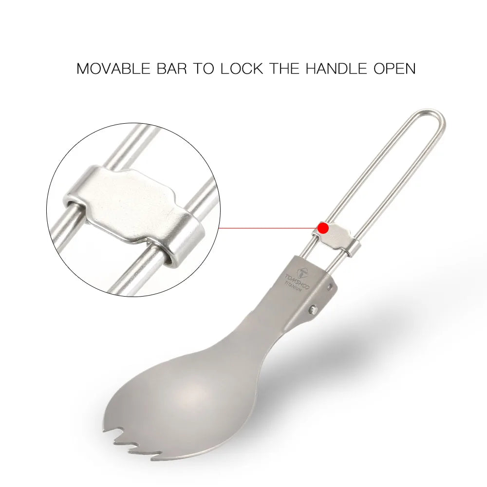 Titanium Folding Spork Outdoor Camping Supplies Hiking Backpacking Dinner Spork Utensil Tableware Fork Spoon for Hiking