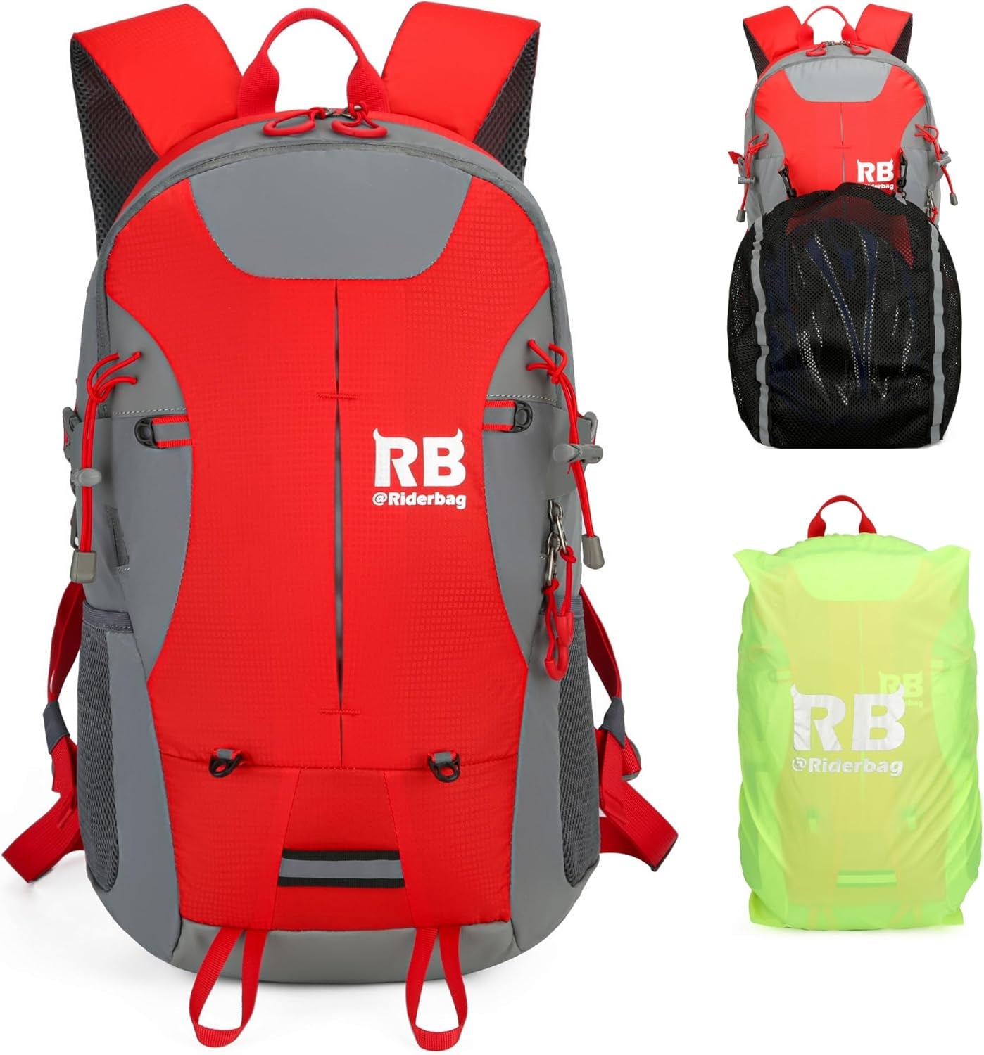 Reflective Motorcycle Backpack – Hi Viz EDC Commuter Bag for Riders, Night Travel, and Daily Use with Helmet Holder, Laptop Compartment, Ventilated Back, Urban Gear (Light Blue Backpack)