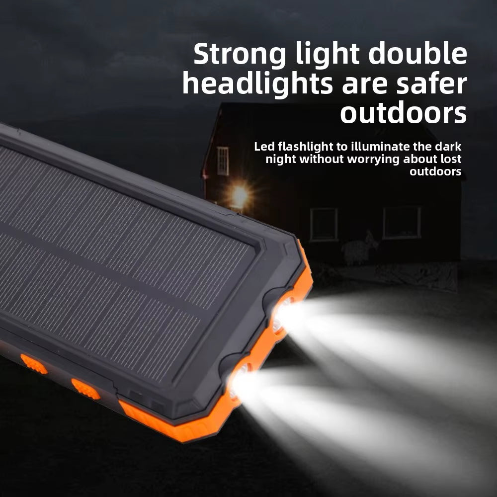 Portable Waterproof Solar Power Bank for Outdoor Mountain Climbing and Camping, Large-Capacity Compass Mobile Power Bank