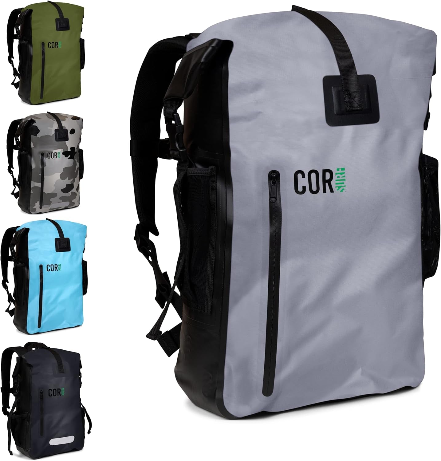 Waterproof Backpack with Laptop Sleeve | Heavy Duty Hiking, Kayak Dry Bag Backpack | Roll-Top Closure (25L, Green)