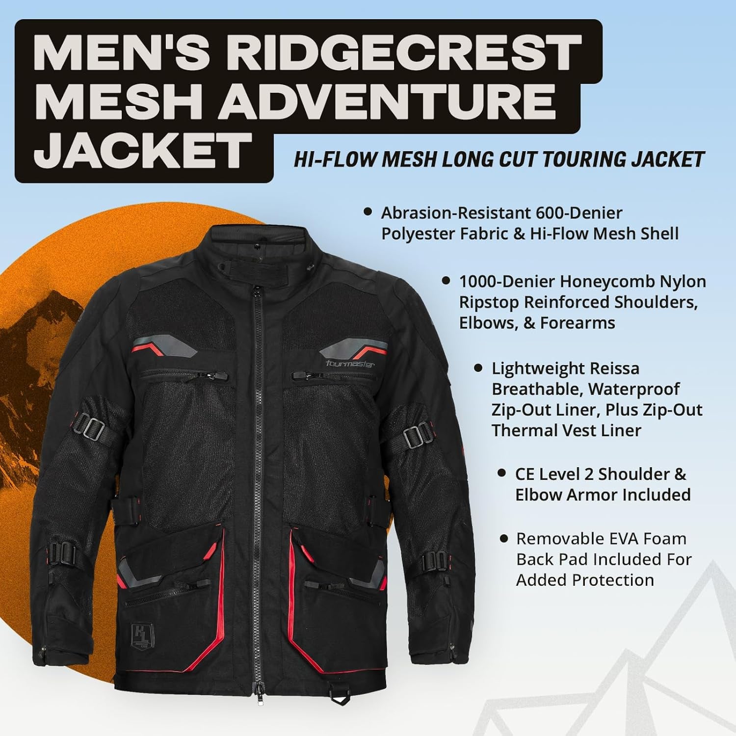 Men'S Ridgecrest Mesh Adventure Motorcycle Jacket