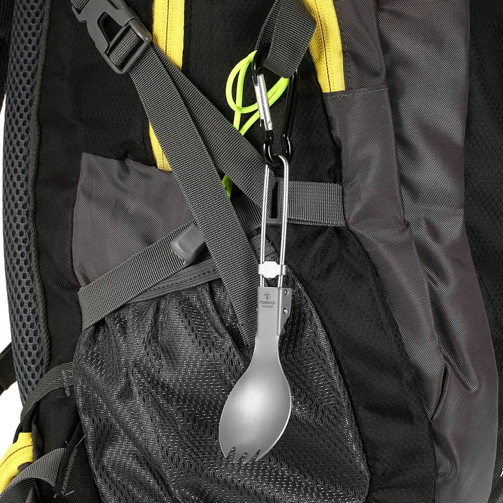 Titanium Folding Spork Outdoor Camping Supplies Hiking Backpacking Dinner Spork Utensil Tableware Fork Spoon for Hiking