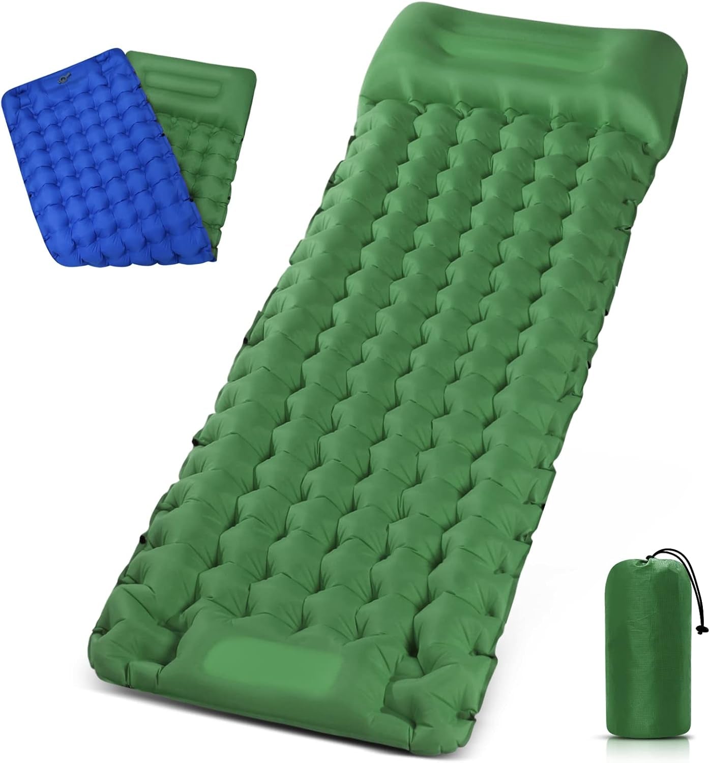 Inflating Sleeping Pad for Camping - Extra Thickness & Compact, Lightweight, Portable