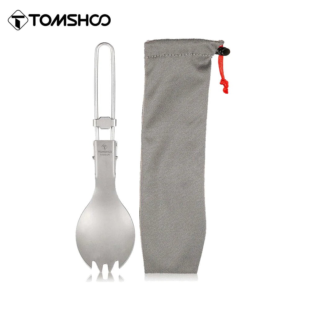 Titanium Folding Spork Outdoor Camping Supplies Hiking Backpacking Dinner Spork Utensil Tableware Fork Spoon for Hiking