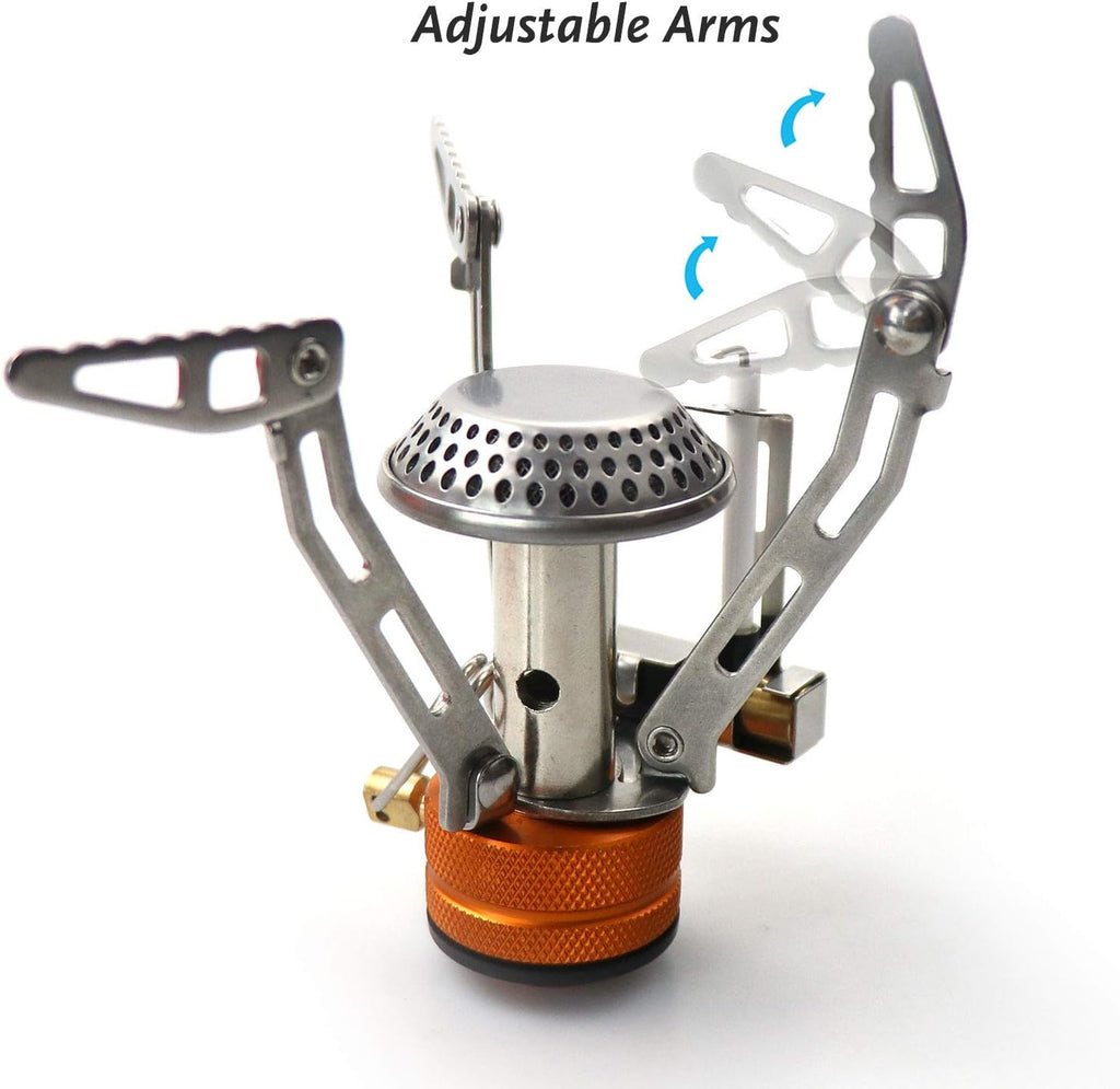 Portable Camping Stove Ultralight Backpacking Stove with Piezo Ignition, Windproof Camp Stove for Outdoor Hiking Cooking