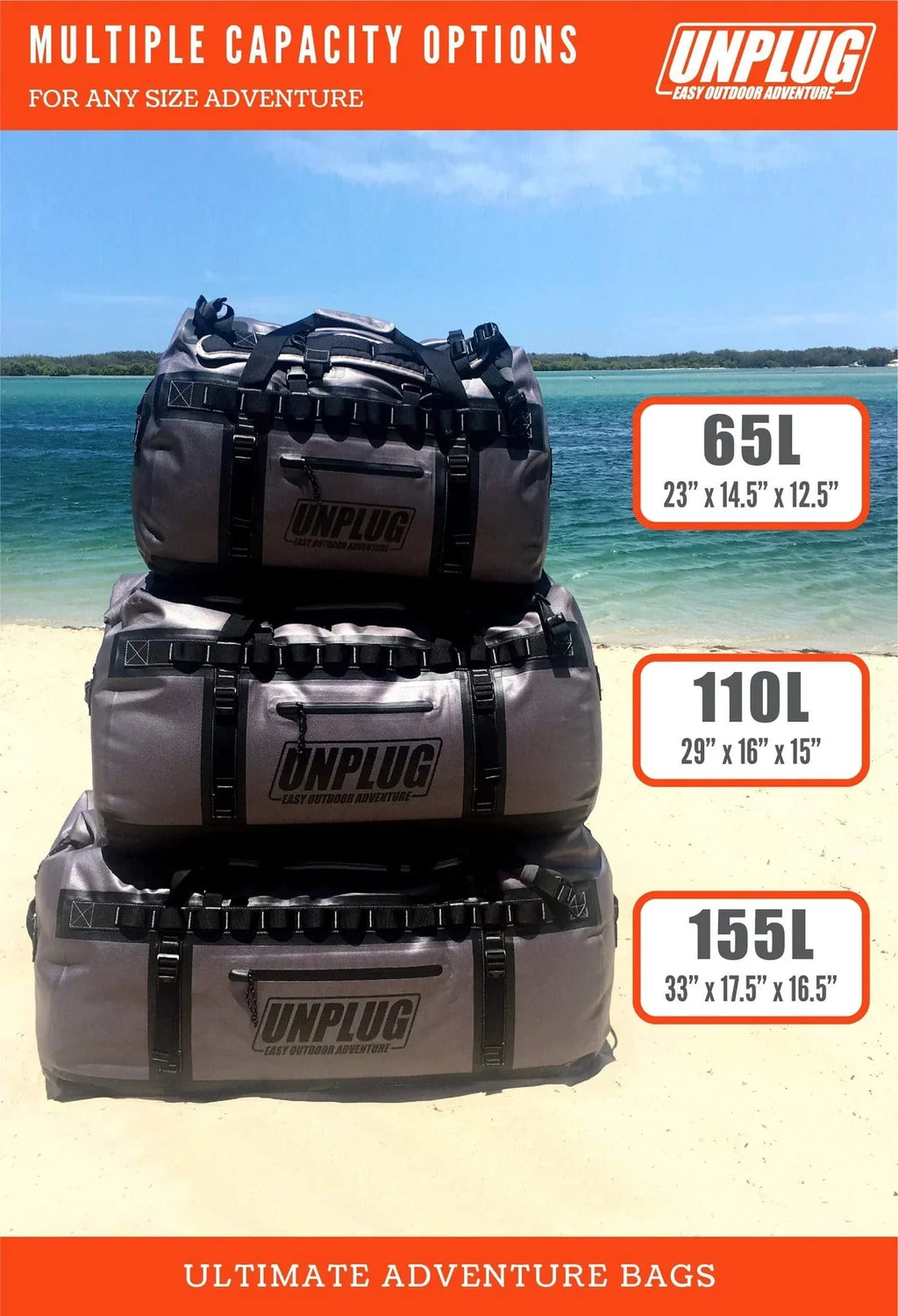 110L Ultimate Waterproof Adventure Duffel Bag