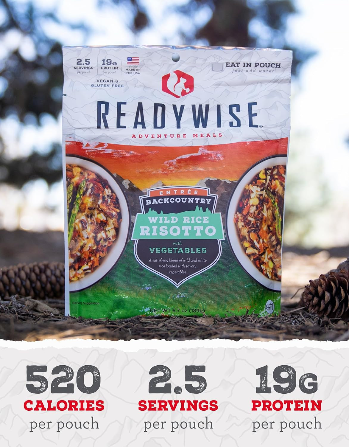 Backcountry Wild Rice Risotto (Single Pouch) Freeze-Dried Backpacking & Camping Food, Vegan, Gluten Free