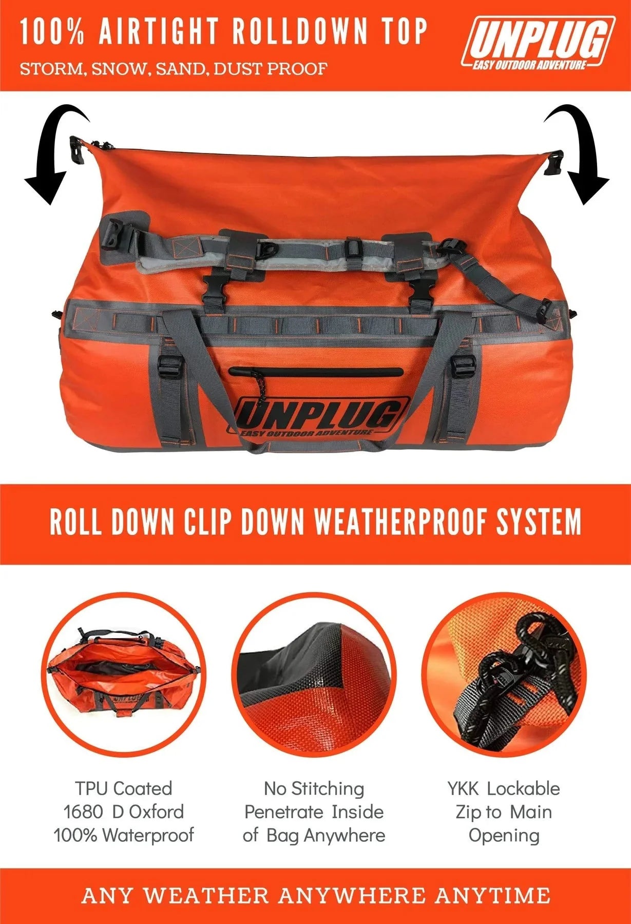 110L Ultimate Waterproof Adventure Duffel Bag