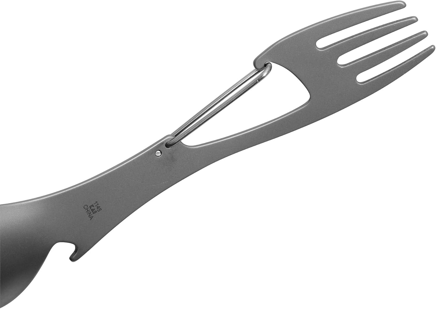 Ration Multi Tool Spork, Stainless Steel Spoon, Fork, Carabiner and Bottle Opener, Regular and XL Sizes