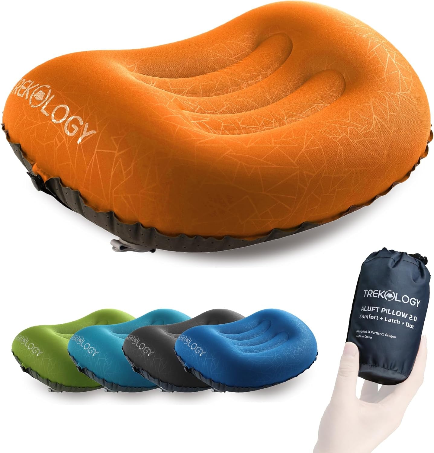 Ultralight Inflatable Camping Travel Pillow - ALUFT 2.0 Compressible, Compact, Comfortable, Ergonomic Inflating Pillows for Neck & Lumbar Support While Camp, Hiking, Backpacking