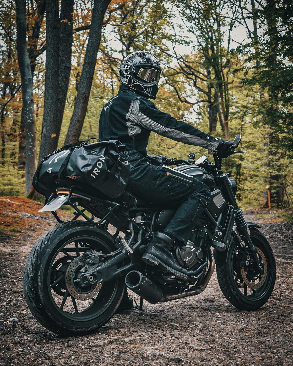 Motorcycle Dry Bag - Waterproof Duffle & Luggage Tail Bag Saddle Bags with Roll Top Closure, Shoulder Straps, Inner Pocket and Mesh Pocket (Black, 30L)