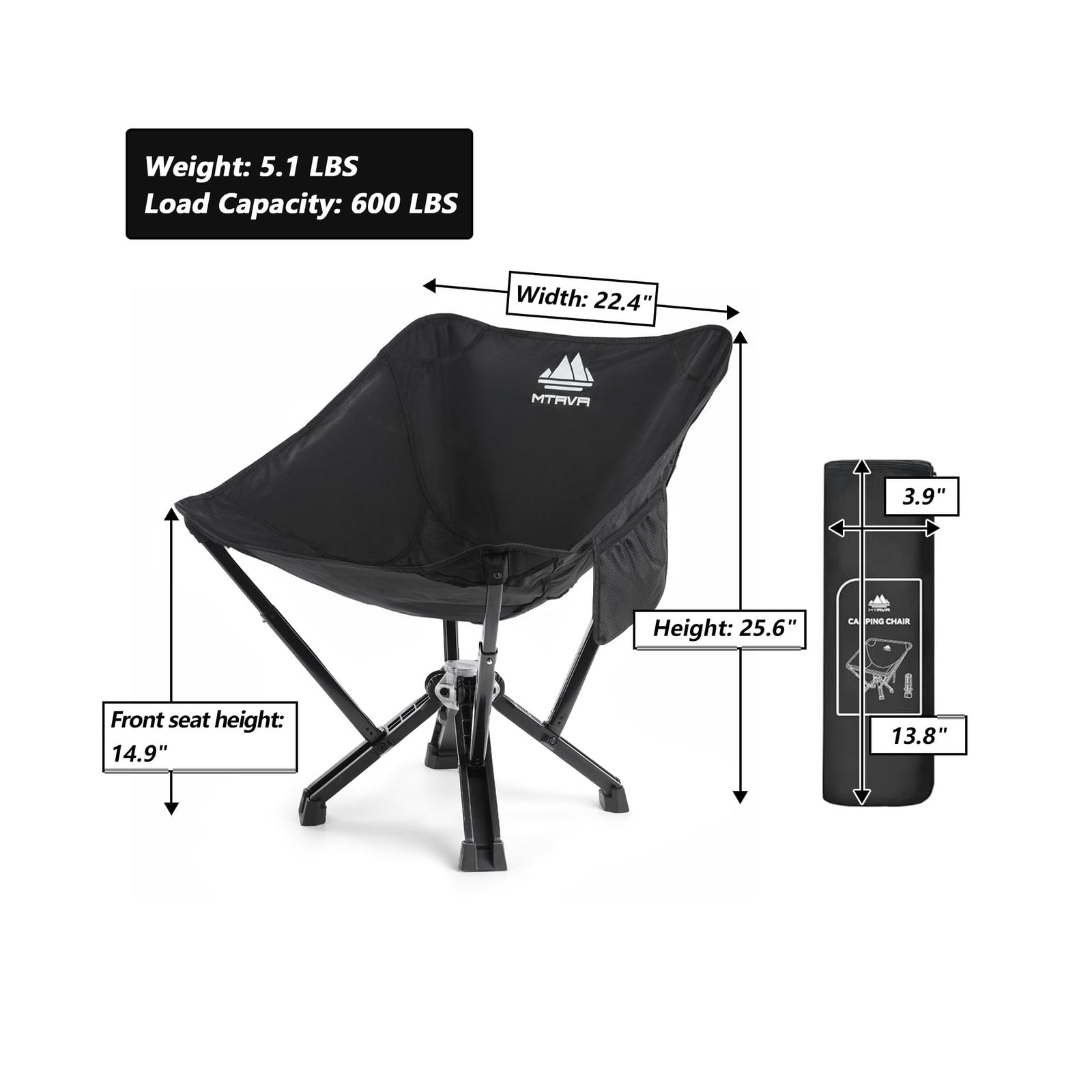 MTRVR Folding Camping Chairs, Portable Camp Chair, Lightweight, Compact, and ...