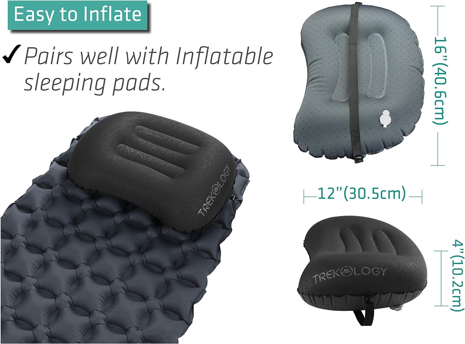 Ultralight Inflatable Camping Travel Pillow - ALUFT 2.0 Compressible, Compact, Comfortable, Ergonomic Inflating Pillows for Neck & Lumbar Support While Camp, Hiking, Backpacking