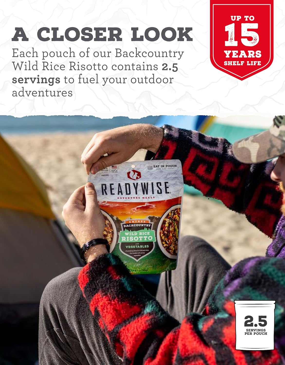 Backcountry Wild Rice Risotto (Single Pouch) Freeze-Dried Backpacking & Camping Food, Vegan, Gluten Free