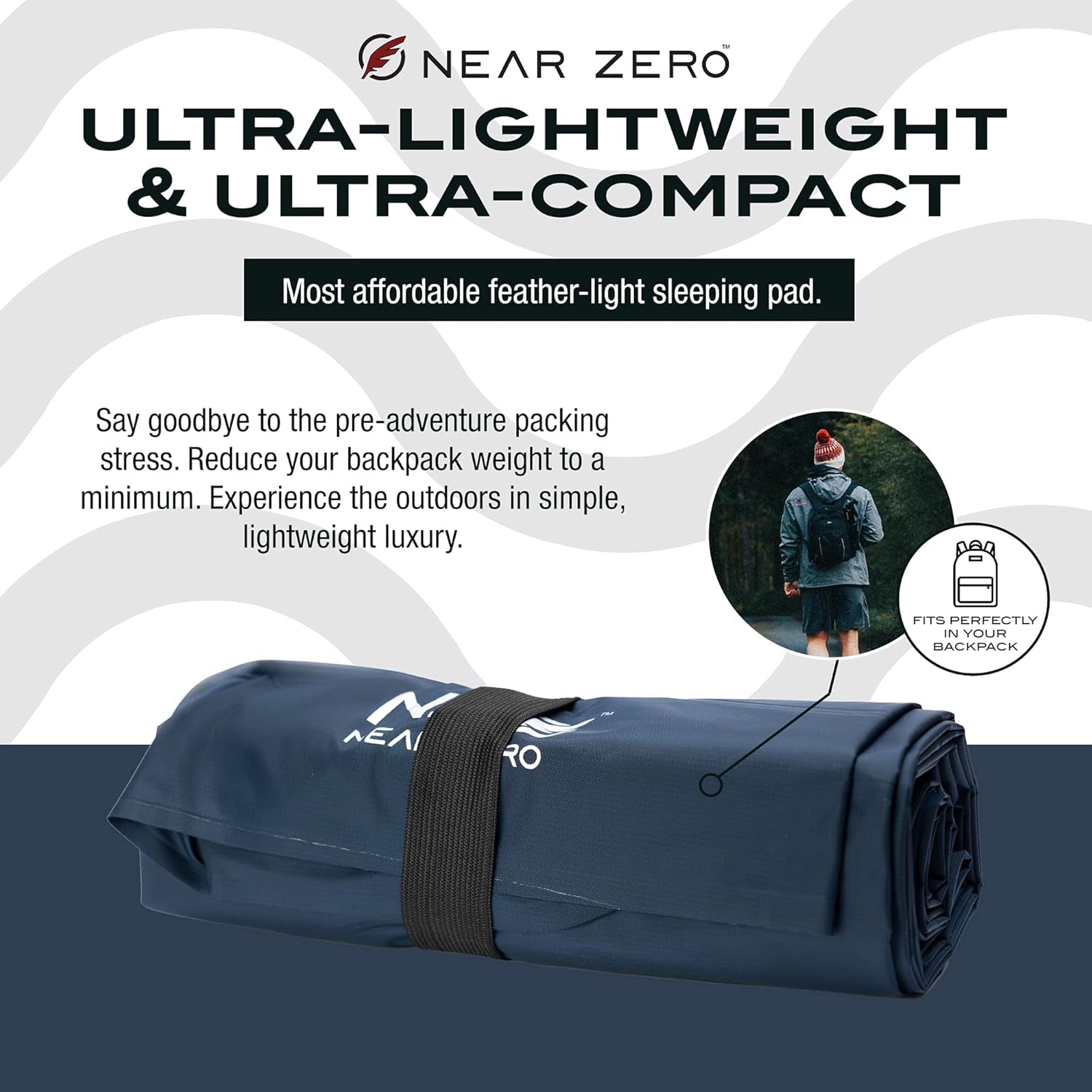 Ultralight Inflatable Sleeping Pad – Compact 14.5 Oz Air Pad 2" Thick, Quick Inflate with 11 Breaths, Durable Rip-Resistant Nylon – Ideal for Backpacking & Warm Weather, Blue