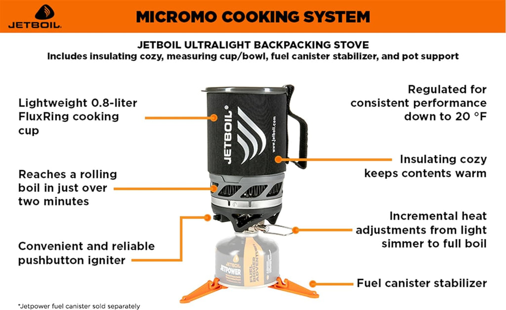 Micromo Lightweight Precision Camping and Backpacking Stove Cooking System with Adjustable Heat Control