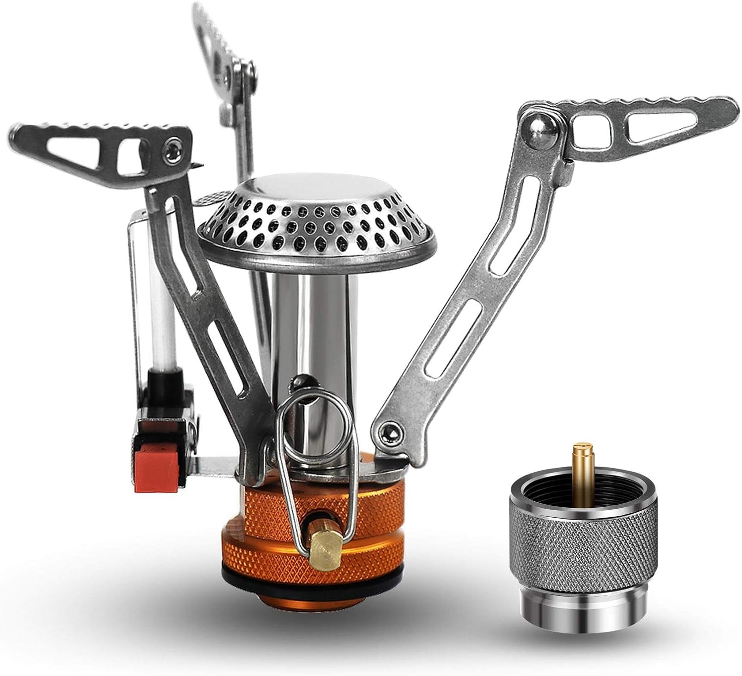 Portable Camping Stove Ultralight Backpacking Stove with Piezo Ignition, Windproof Camp Stove for Outdoor Hiking Cooking