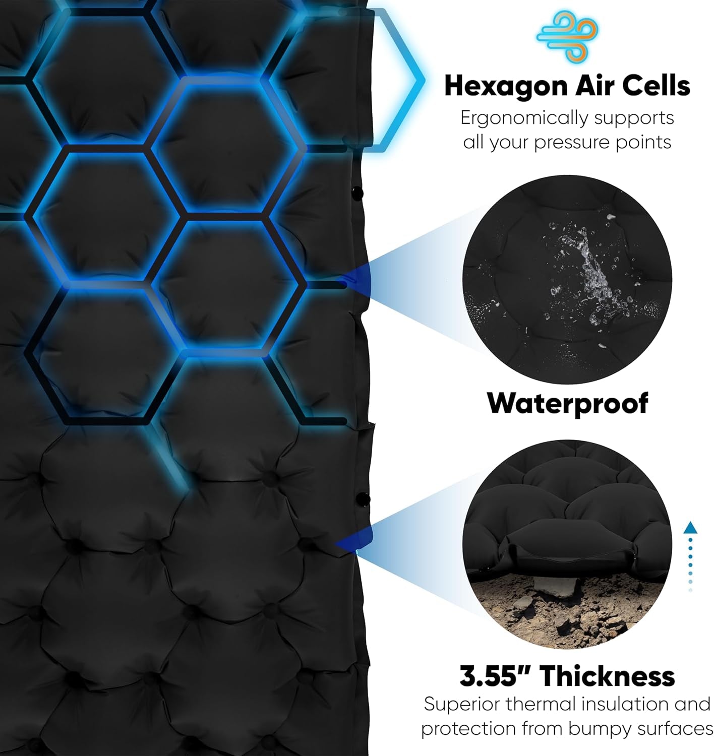 Camping Sleeping Pad 2 Pack, Foot Pump Sleeping Pad for Camping with Built in Pillow, Inflatable Camping Mat, Lightweight Compact Air Mattress Pad for Backpacking Hiking Travelling