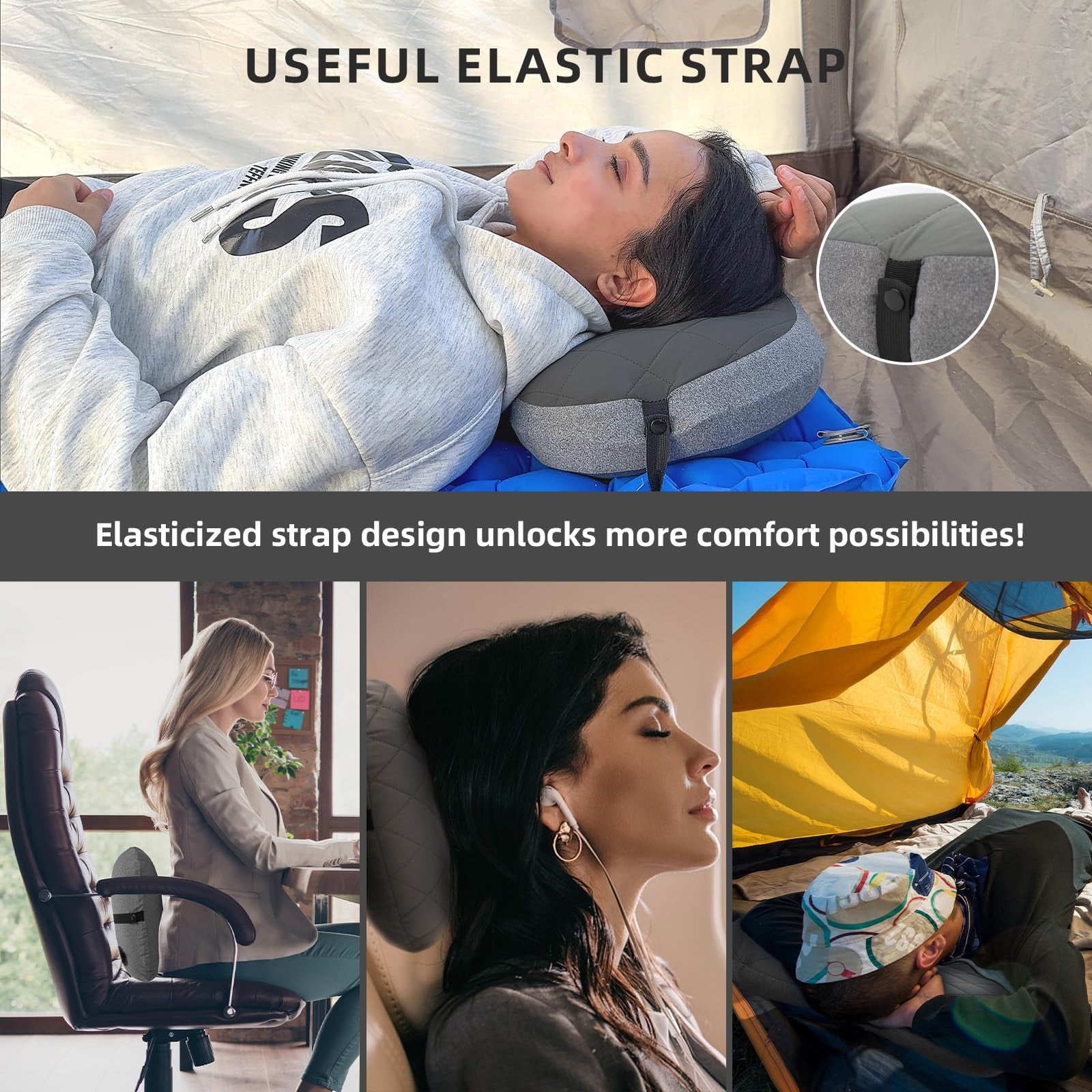AIRSPIRIT Inflatable Camping Pillow Ultralight Adjustable Firmness, TPU Trave...