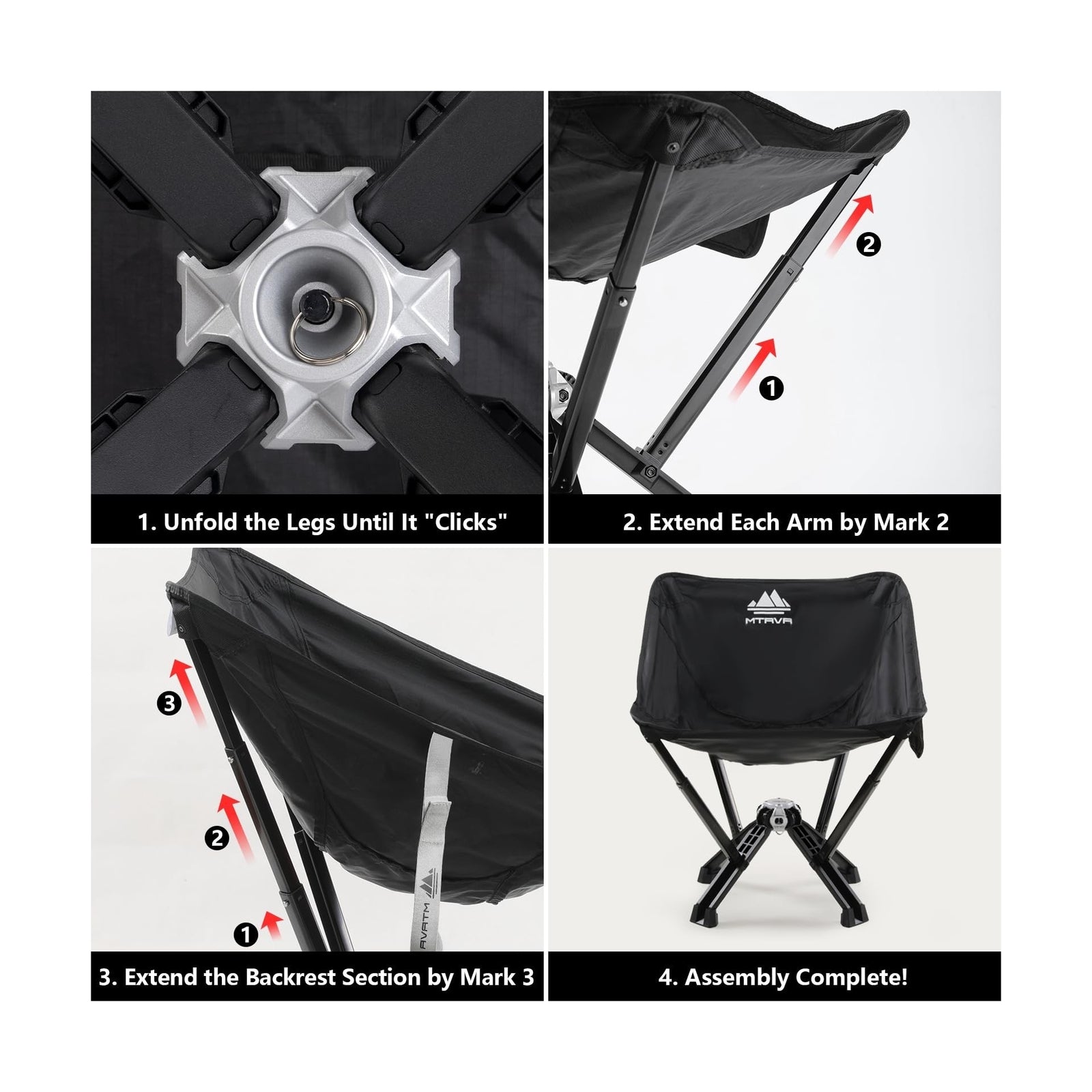 MTRVR Folding Camping Chairs, Portable Camp Chair, Lightweight, Compact, and ...