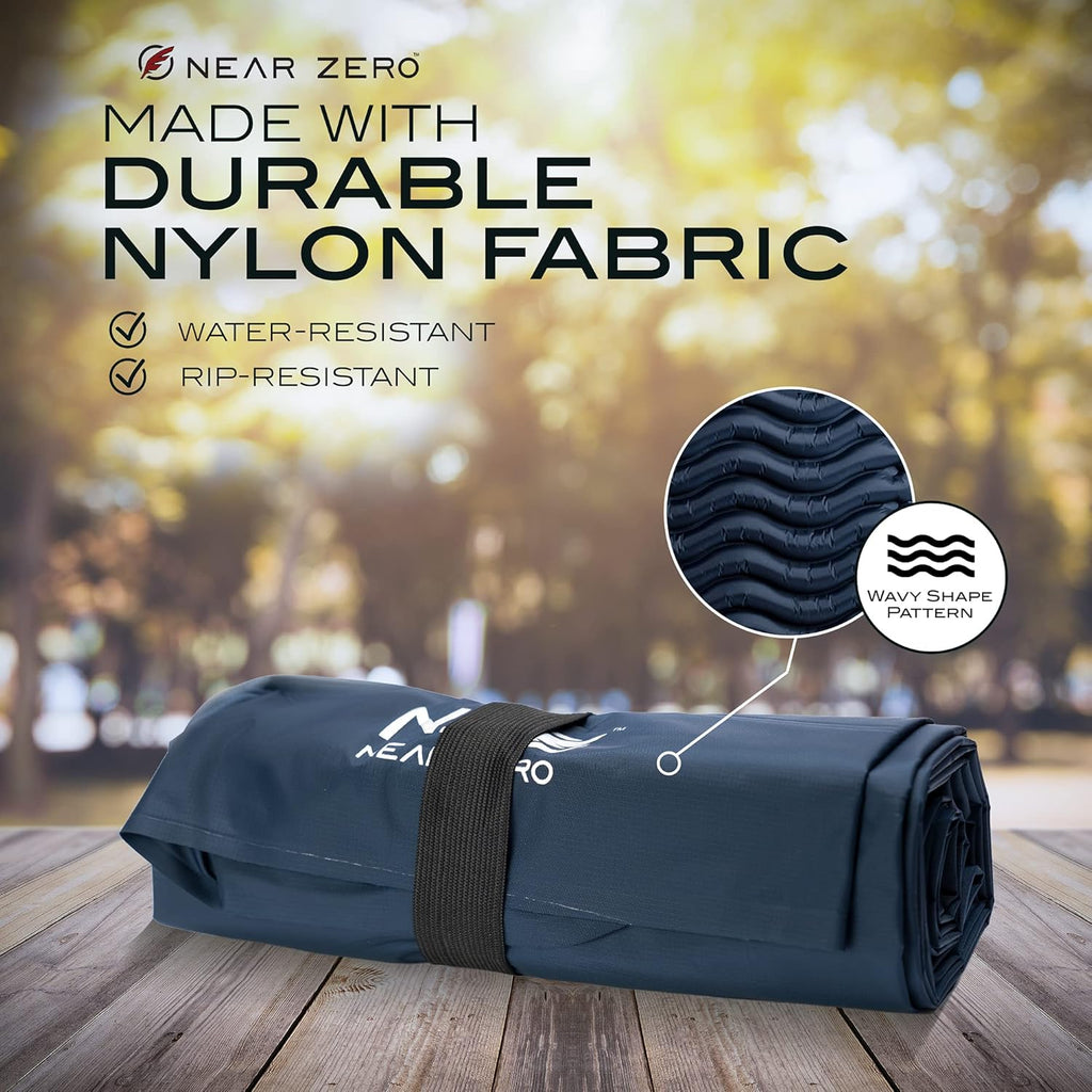 Ultralight Inflatable Sleeping Pad – Compact 14.5 Oz Air Pad 2" Thick, Quick Inflate with 11 Breaths, Durable Rip-Resistant Nylon – Ideal for Backpacking & Warm Weather, Blue