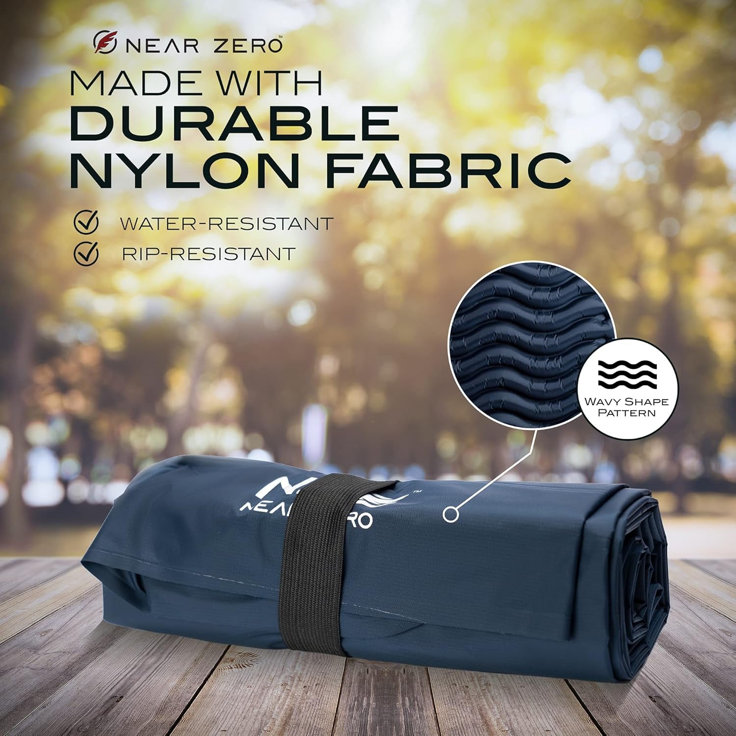 Ultralight Inflatable Sleeping Pad – Compact 14.5 Oz Air Pad 2" Thick, Quick Inflate with 11 Breaths, Durable Rip-Resistant Nylon – Ideal for Backpacking & Warm Weather, Blue