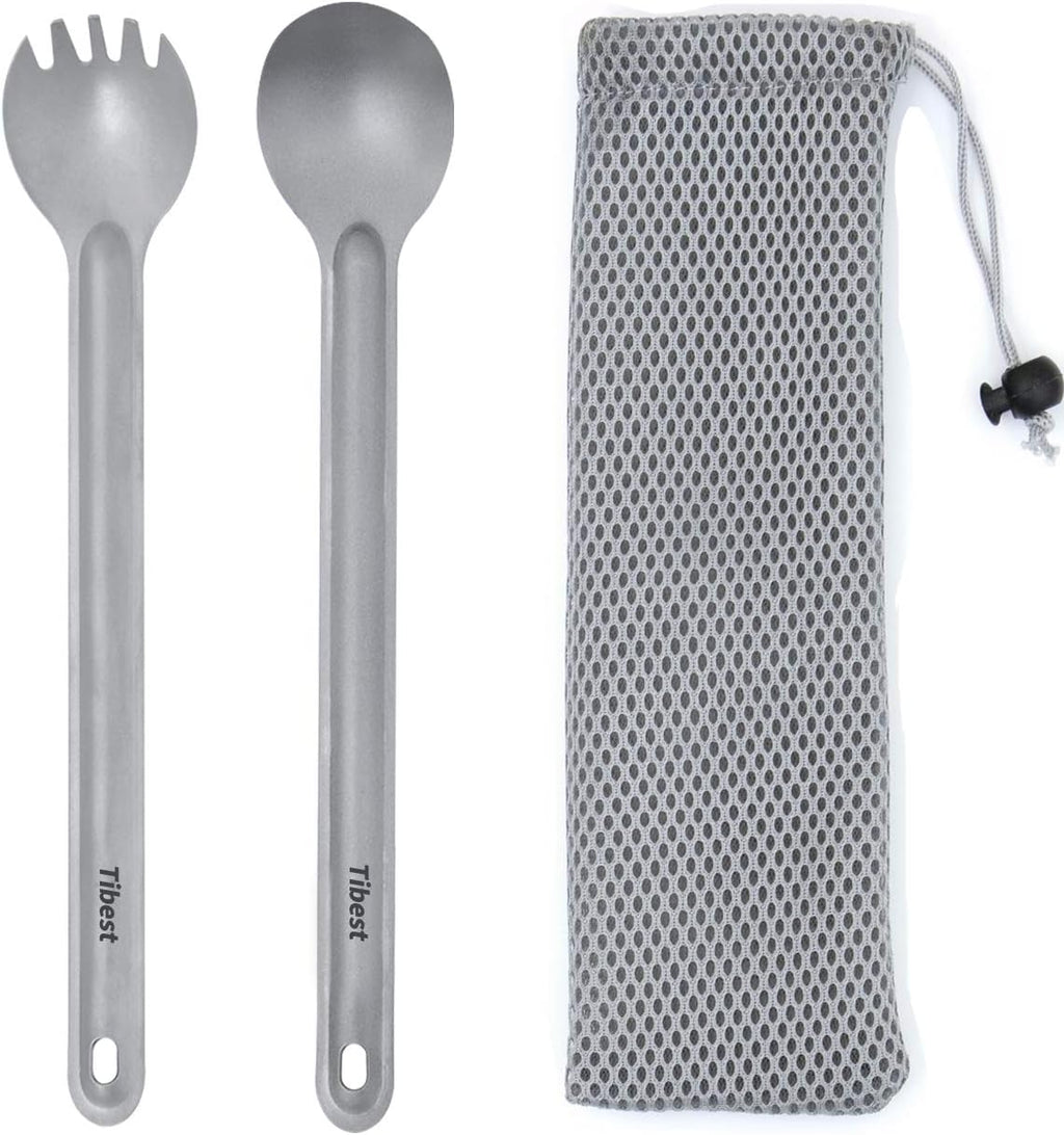 Titanium Spork Long Handle Camping Spoon Backpacking Spork Titanium Long Spoon, Ultra Lightweight Camping Utensil for Backpacking, Hiking, Outdoors