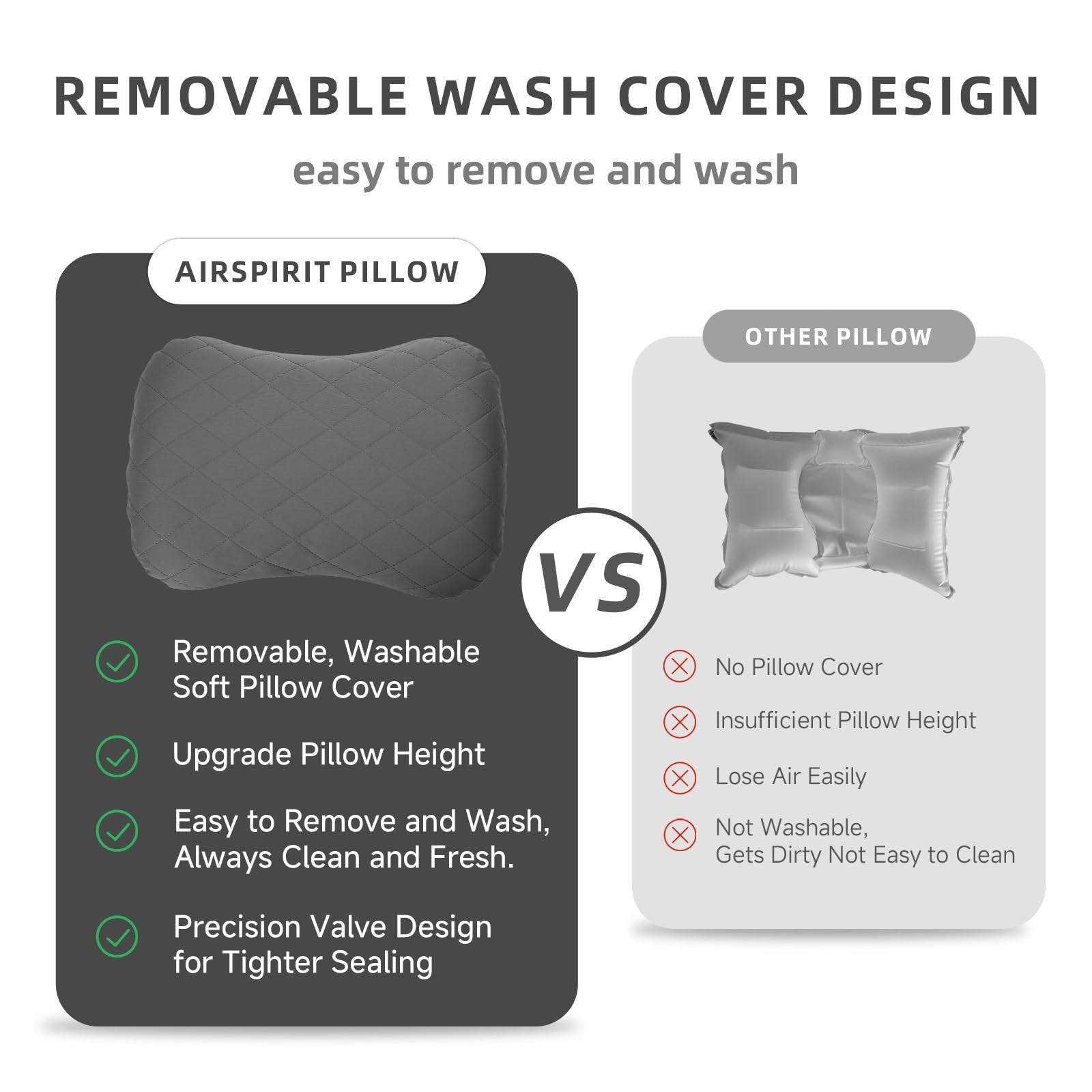 AIRSPIRIT Inflatable Camping Pillow Ultralight Adjustable Firmness, TPU Trave...