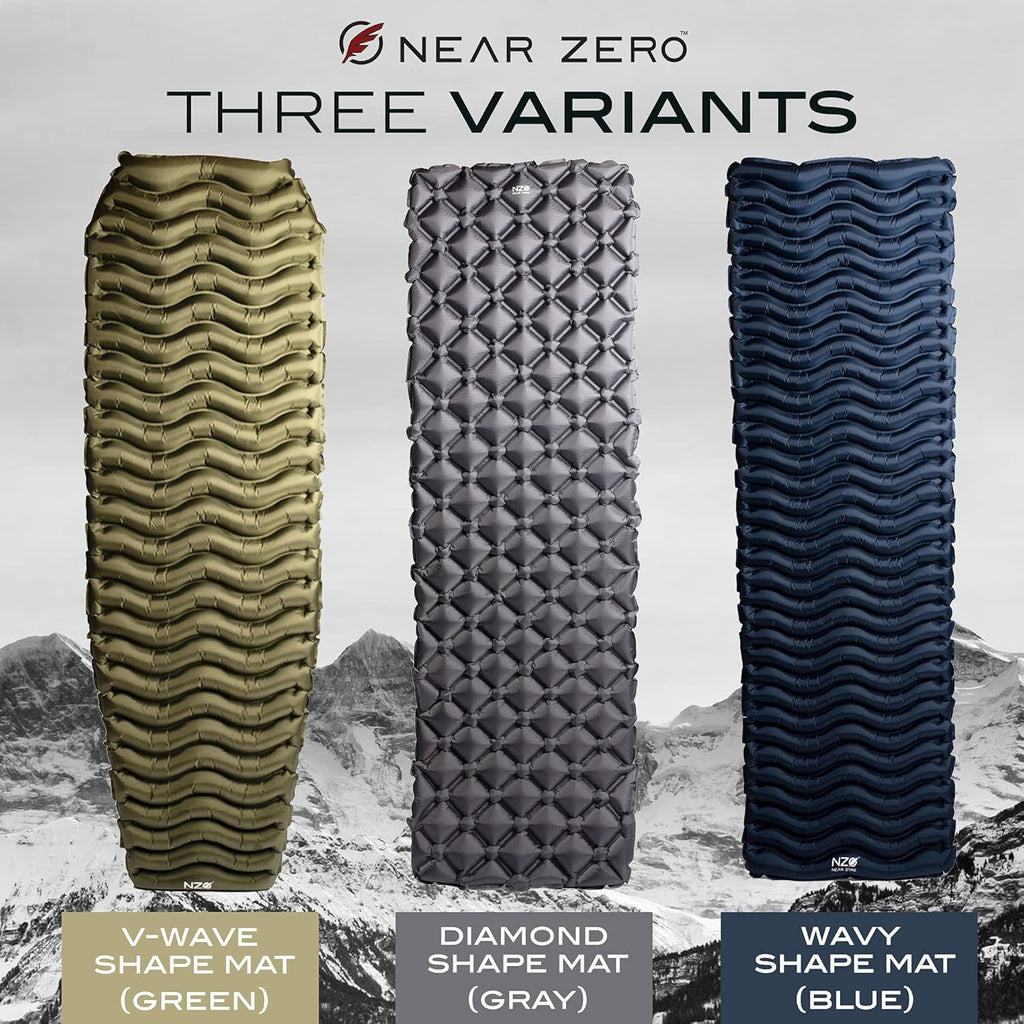 Ultralight Inflatable Sleeping Pad – Compact 14.5 Oz Air Pad 2" Thick, Quick Inflate with 11 Breaths, Durable Rip-Resistant Nylon – Ideal for Backpacking & Warm Weather, Blue