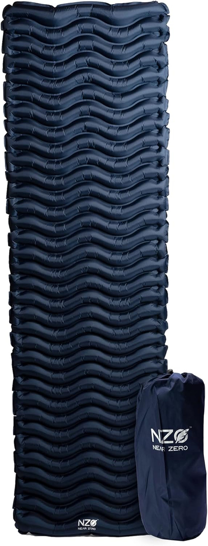 Ultralight Inflatable Sleeping Pad – Compact 14.5 Oz Air Pad 2" Thick, Quick Inflate with 11 Breaths, Durable Rip-Resistant Nylon – Ideal for Backpacking & Warm Weather, Blue