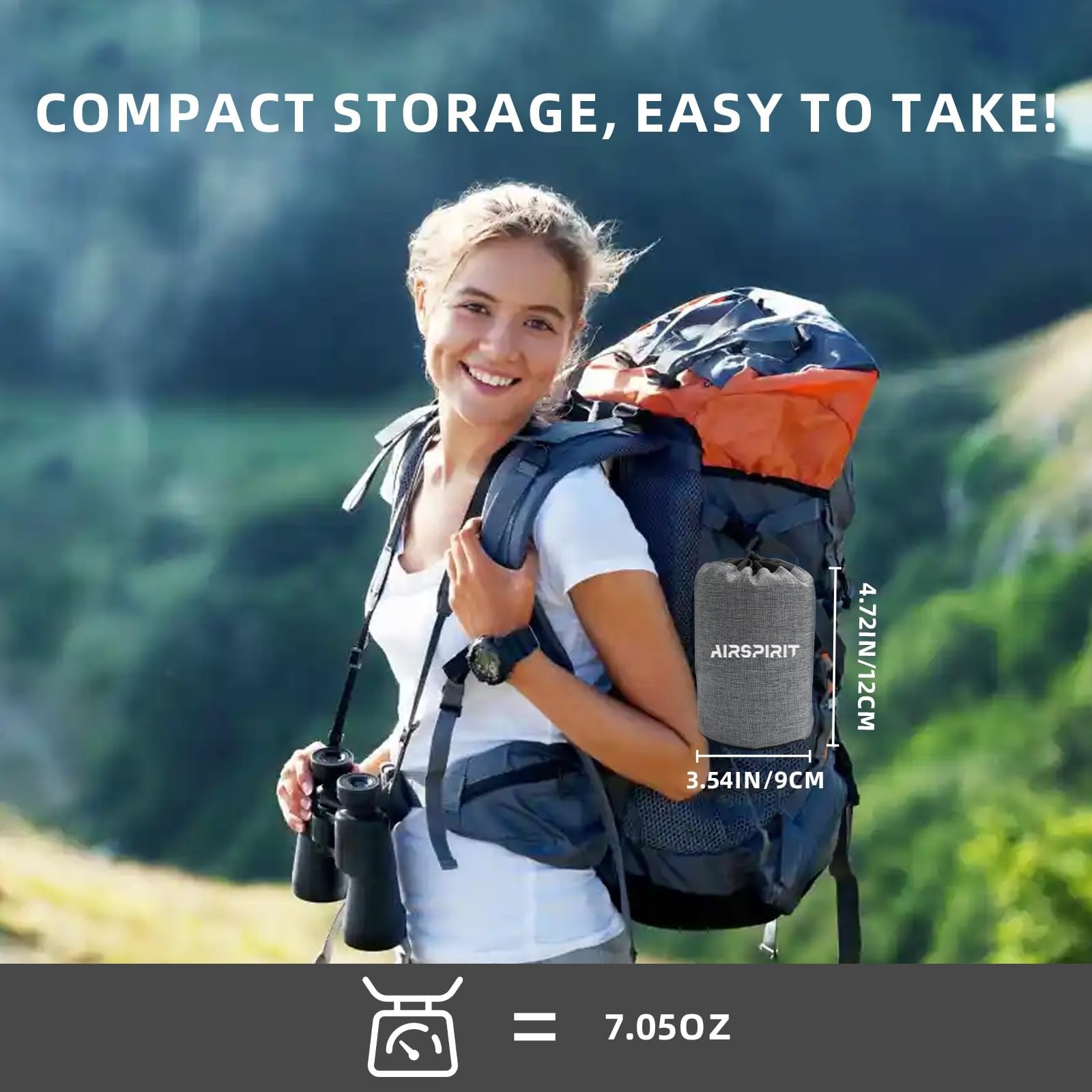 AIRSPIRIT Inflatable Camping Pillow Ultralight Adjustable Firmness, TPU Trave...