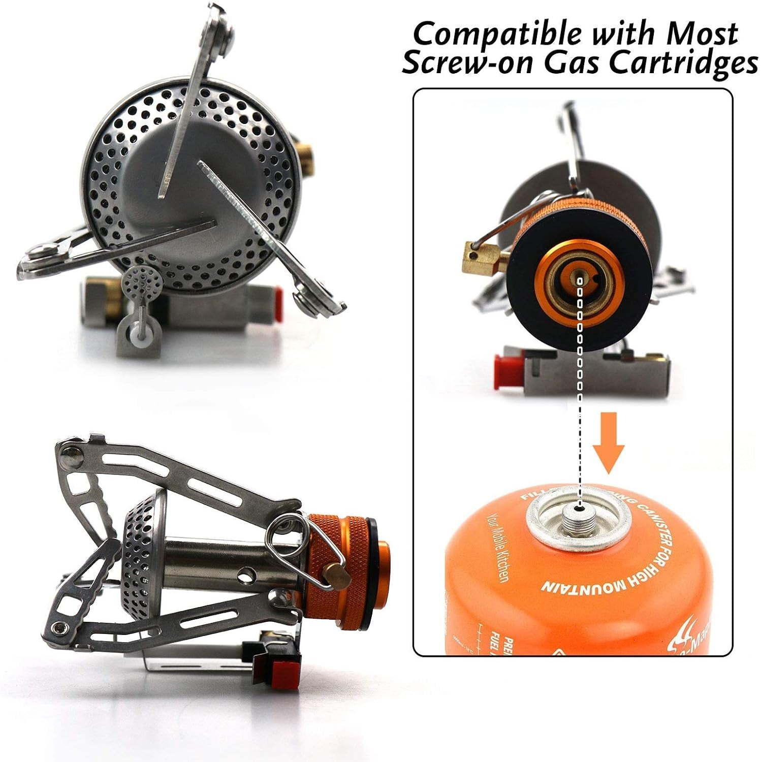 Portable Camping Stove Ultralight Backpacking Stove with Piezo Ignition, Windproof Camp Stove for Outdoor Hiking Cooking