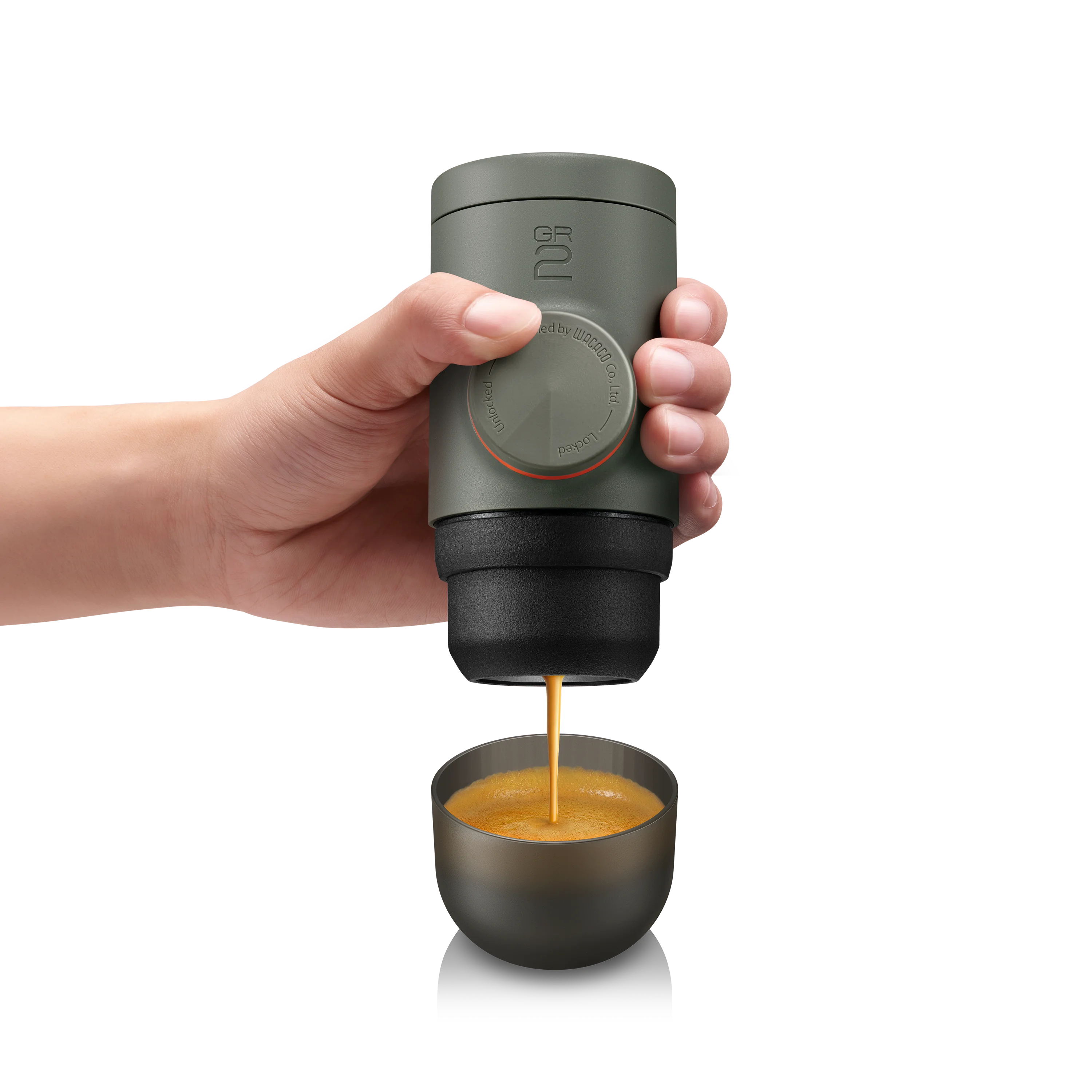 Minipresso GR2, No Electricity, Espresso Machine for Outdoor Compatible Ground Coffee, Portable Coffee Maker,