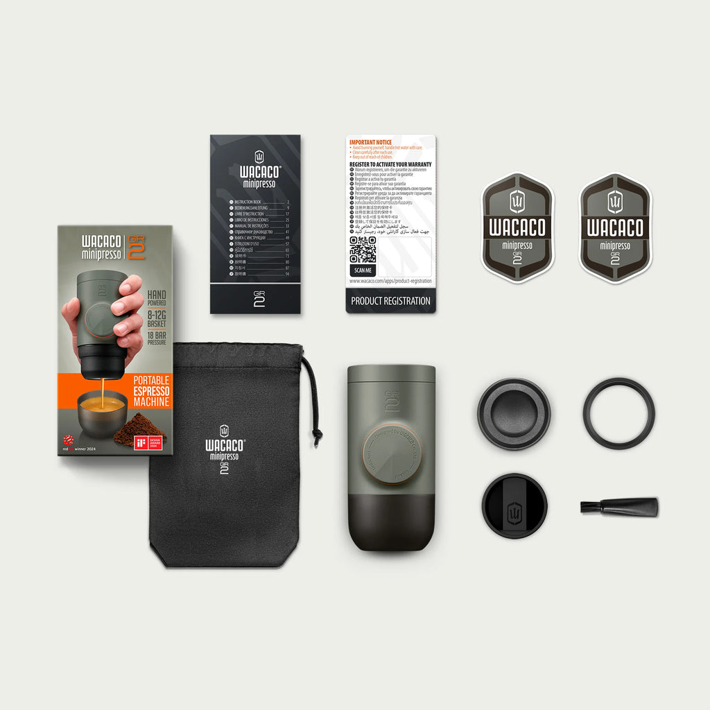 Minipresso GR2, No Electricity, Espresso Machine for Outdoor Compatible Ground Coffee, Portable Coffee Maker,