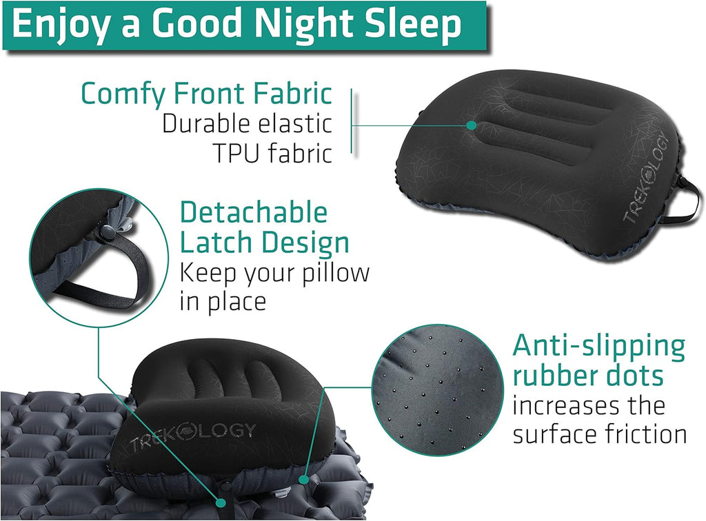 Ultralight Inflatable Camping Travel Pillow - ALUFT 2.0 Compressible, Compact, Comfortable, Ergonomic Inflating Pillows for Neck & Lumbar Support While Camp, Hiking, Backpacking