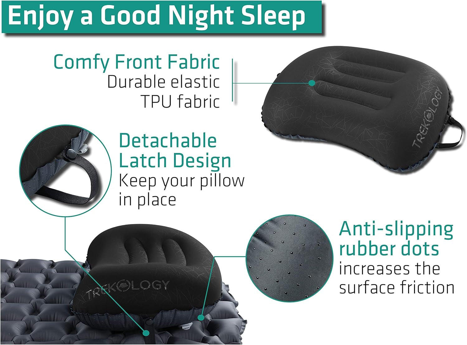Ultralight Inflatable Camping Travel Pillow - ALUFT 2.0 Compressible, Compact, Comfortable, Ergonomic Inflating Pillows for Neck & Lumbar Support While Camp, Hiking, Backpacking