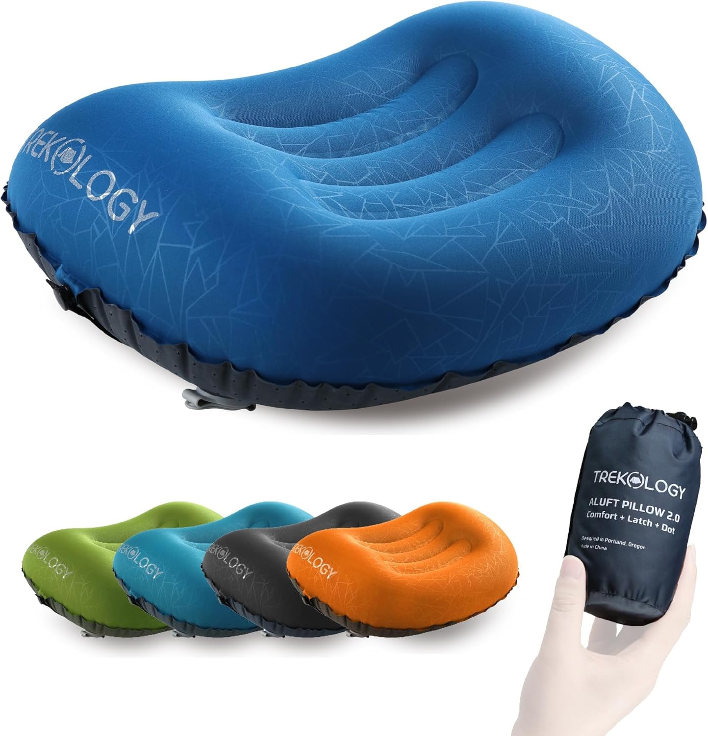Ultralight Inflatable Camping Travel Pillow - ALUFT 2.0 Compressible, Compact, Comfortable, Ergonomic Inflating Pillows for Neck & Lumbar Support While Camp, Hiking, Backpacking